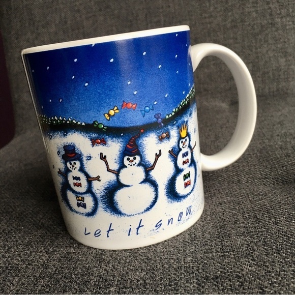 Lindt Chocolates “Let It Snow” Snowman Coffee Mug, Blue, White, 11 oz